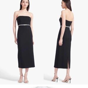 NWOT STAUD Honeydew Strapless Cocktail Dress Black and White Size Small
